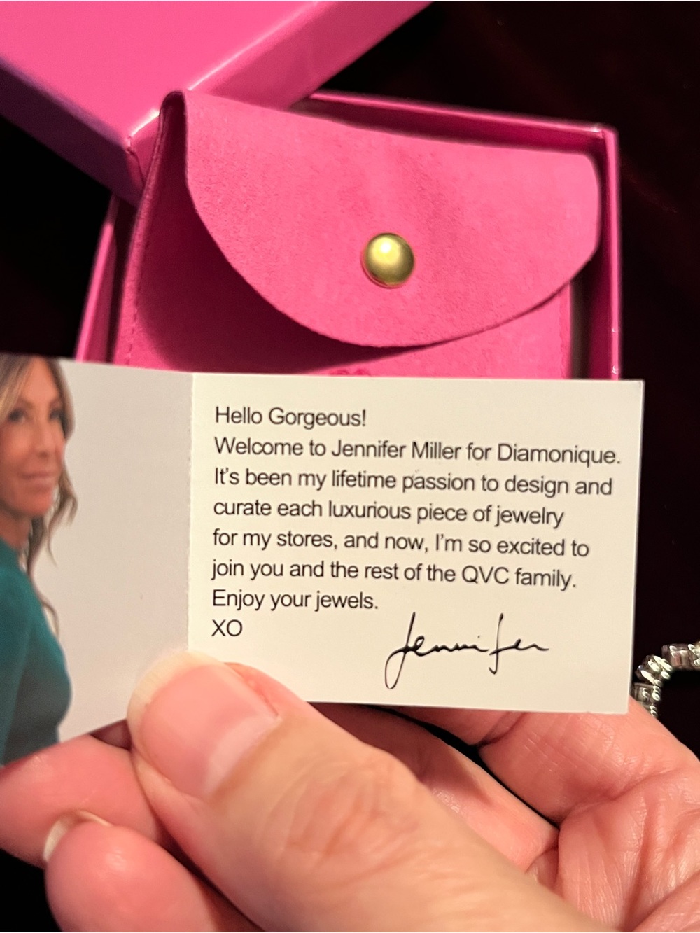 Diamonique X Jennifer Miller Signature Heart Tennis Bracelet Silver 925 Avg Gold - Picture 3 of 13
